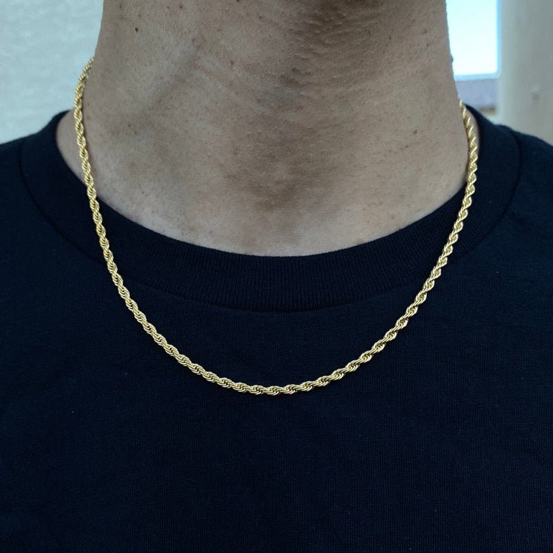 SILVER ROPE CHAIN SET - DURABLE STAINLESS STEEL, TWO PIECES