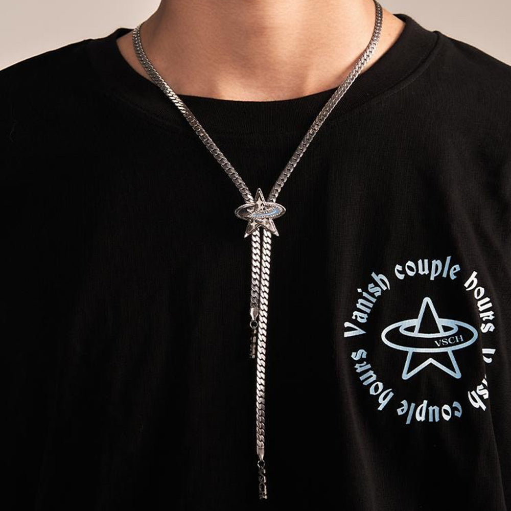 SILVER STAR PENDANT BOLO TIE SHOOTING STAR NECKLACE