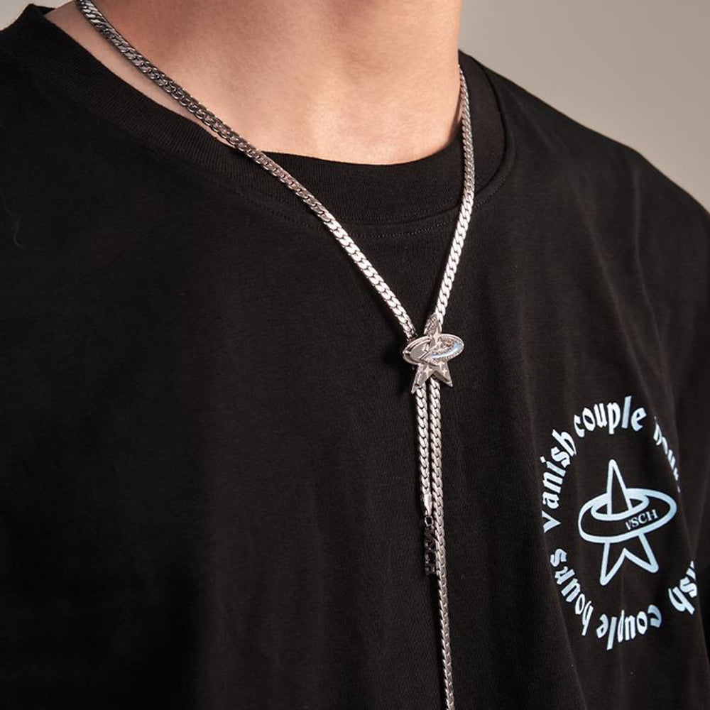 SILVER STAR PENDANT BOLO TIE SHOOTING STAR NECKLACE