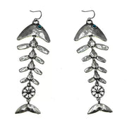 SILVER-TONE FISHBONE EARRINGS: OCEAN LIFE INSPIRED FISHBONE SEGMENTS