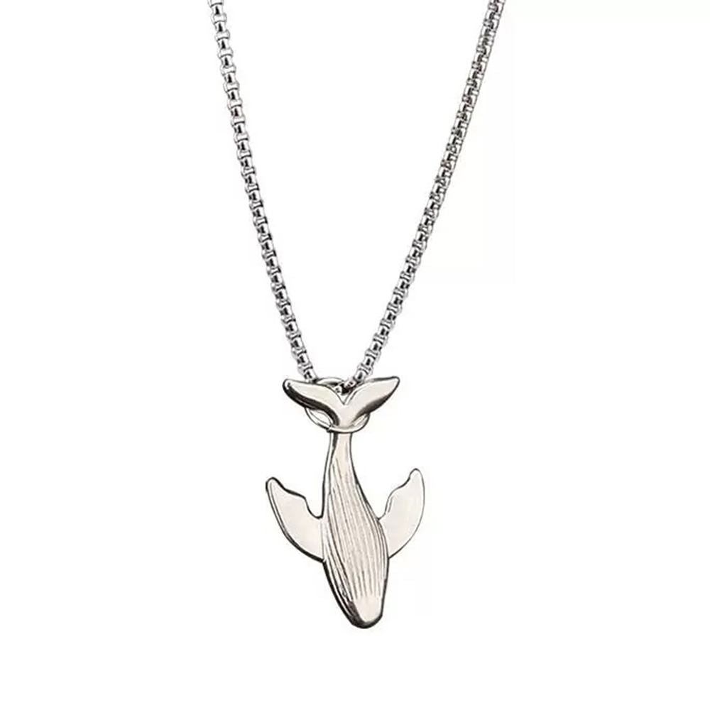 SILVER WHALE PENDANT NECKLACE