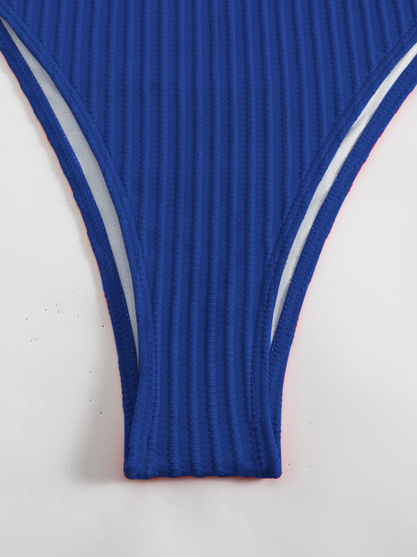 Simple solid color one-piece swimsuit