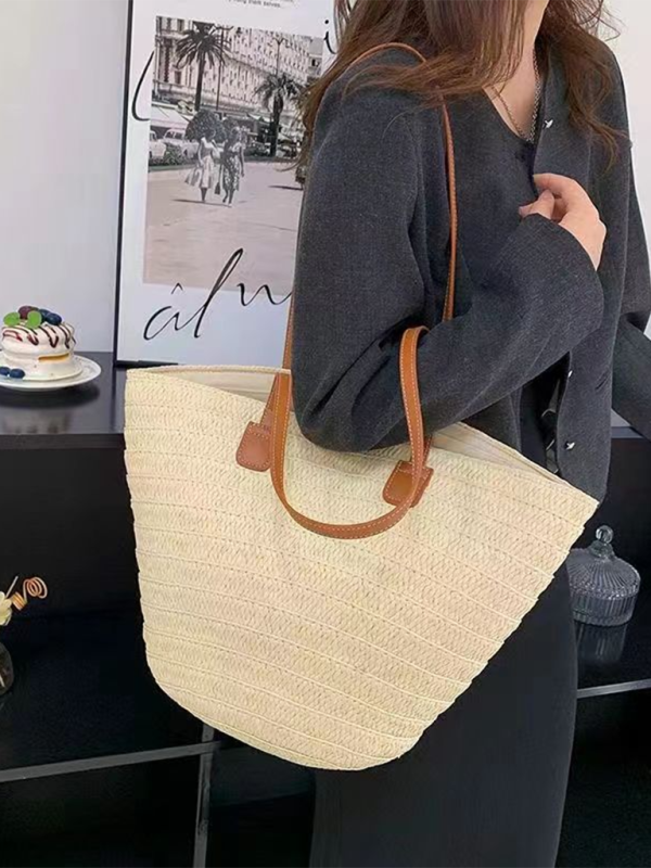 Single shoulder messenger woven bag women’s new large capacity holiday beach bag commuter tote bag