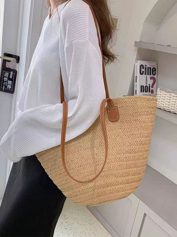 Single shoulder messenger woven bag women’s new large capacity holiday beach bag commuter tote bag
