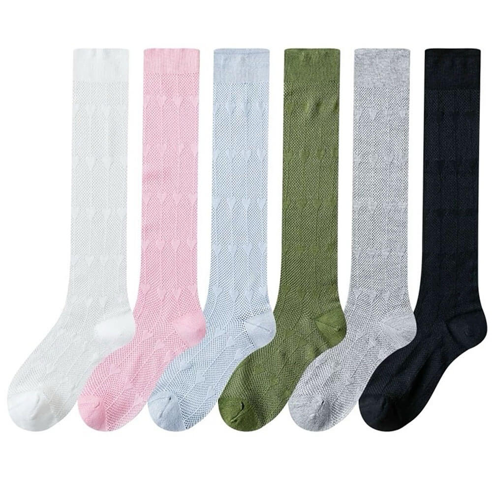 SIX PAIRS FREE SIZE KNEE SOCKS SOFTIE HEART COLLECTION