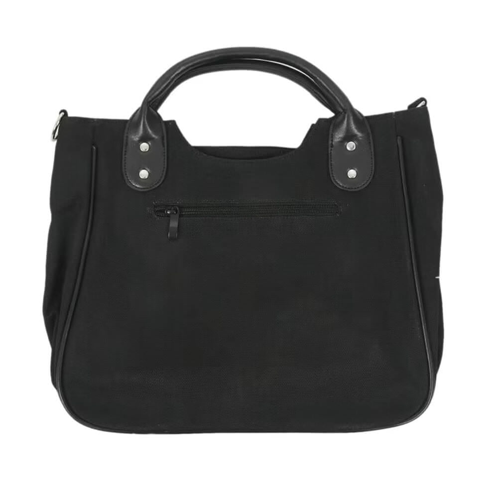SKELETON PRINT BLACK TOTE BAG