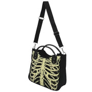 SKELETON PRINT BLACK TOTE BAG