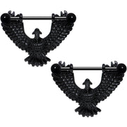14G 1 1/16 Black Birdseye View Soaring Eagle Nipple Shield Set
