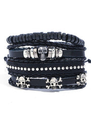 SKULL BRACELET SET WITH CUSTOMIZABLE SKULLS AND GEOMETRIC ALLOY Y2K DESIGN