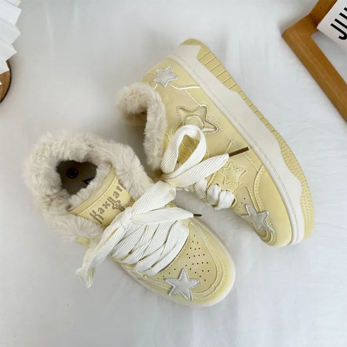 SKYSTAR FAUX-FUR SNEAKERS: YELLOW STAR SNEAKER