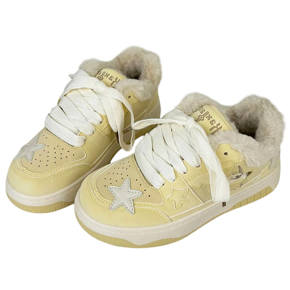 SKYSTAR FAUX-FUR SNEAKERS: YELLOW STAR SNEAKER