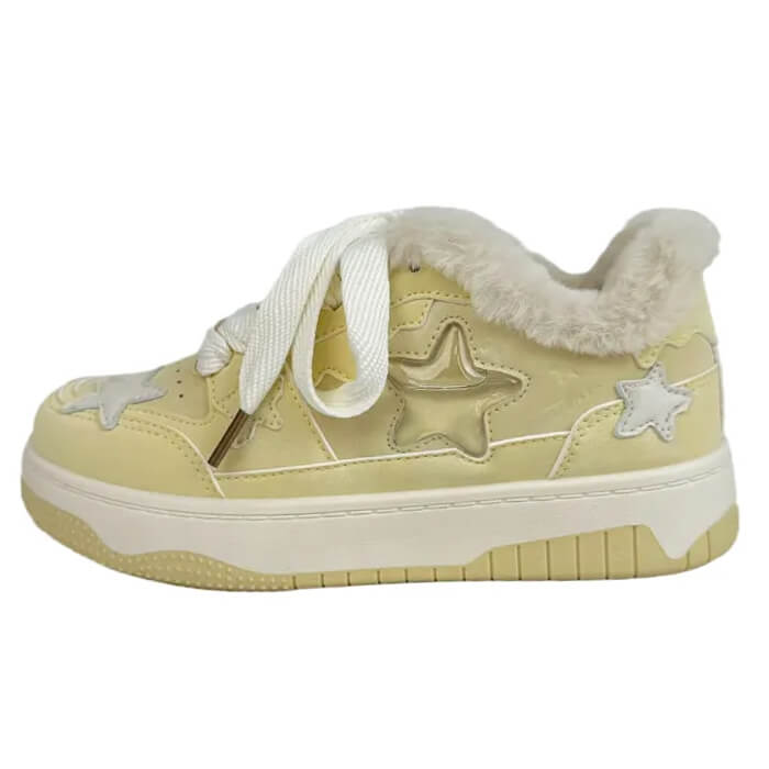 SKYSTAR FAUX-FUR SNEAKERS: YELLOW STAR SNEAKER