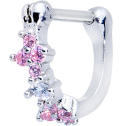 16G 1/4 Clear Pink Gem Hinged Cartilage Clicker