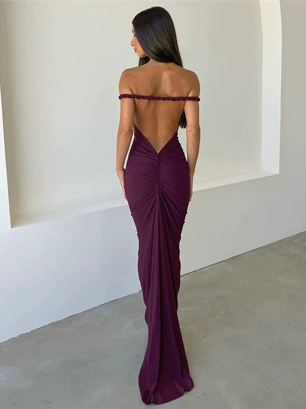 SLEEVELESS BLACK MAXI DRESS WITH PLEATED WRAP DESIGN AND HALTER NECKLINE