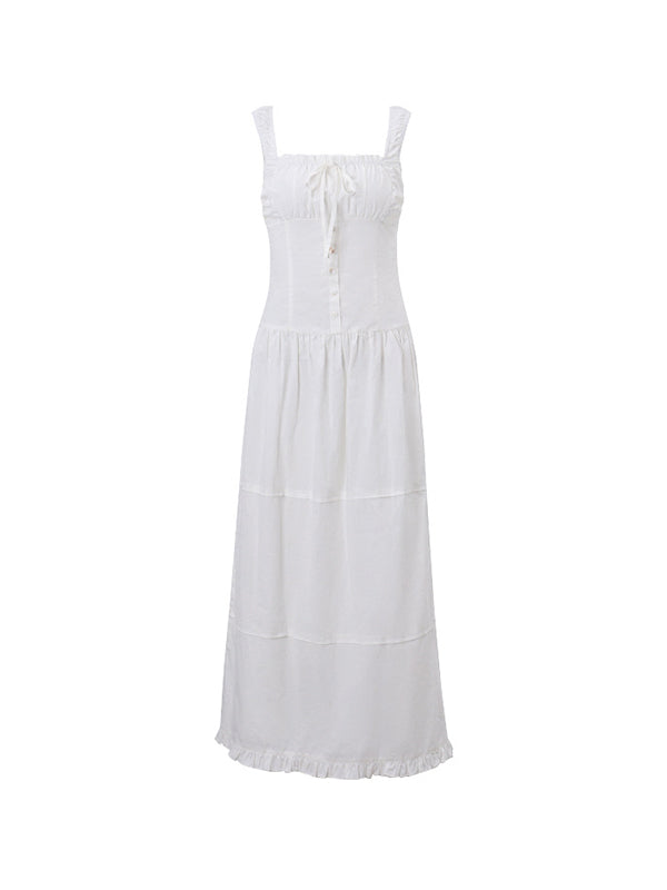 SLEEVELESS MIDI DRESS - CASUAL WHITE SLIM FIT