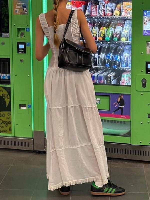 SLEEVELESS MIDI DRESS - CASUAL WHITE SLIM FIT
