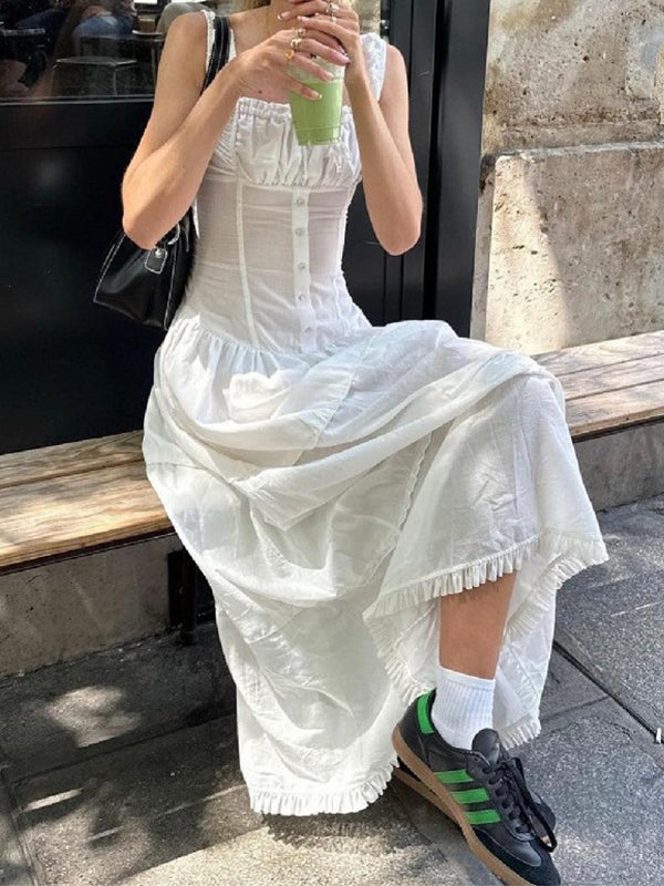 SLEEVELESS MIDI DRESS - CASUAL WHITE SLIM FIT