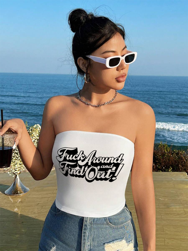 Sleeveless Tube Top with Cherry Print Y2K Top - Pattern4 / S