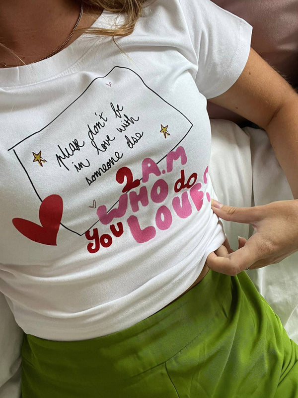 Slim fit and cute print cropped top T-shirt - Pattern3 / S