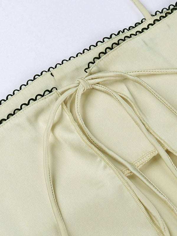 SLIM FIT CAMISOLE WITH BLACK TRIM - Y2K SATIN FINISH