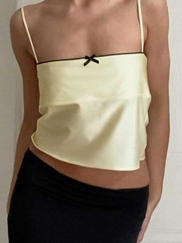 SLIM FIT CAMISOLE WITH BLACK TRIM - Y2K SATIN FINISH