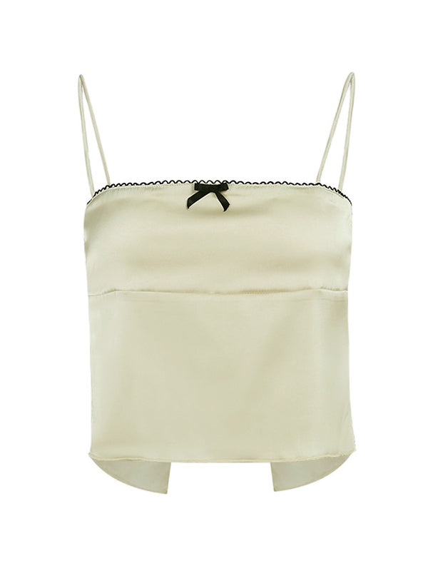 SLIM FIT CAMISOLE WITH BLACK TRIM - Y2K SATIN FINISH