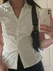 SLIM FIT COTTON BLEND BLOUSE WITH BLACK SHOULDER BAG BUNDLE