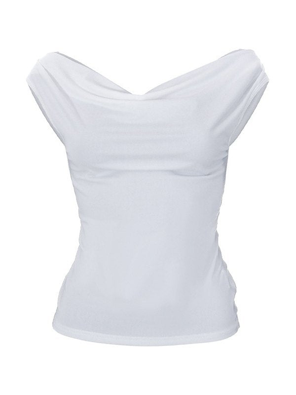 SLIM FIT COWL NECK OFF-THE-SHOULDER TOP