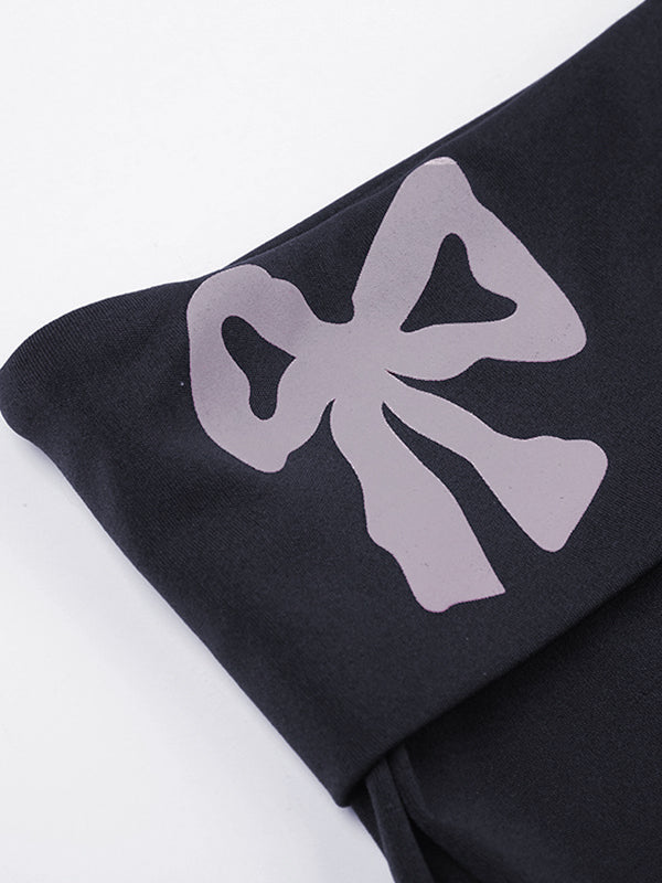 SLIM FIT DARK BLUE SHORTS WITH BOW PATTERN AND CONTRAST STITCHING