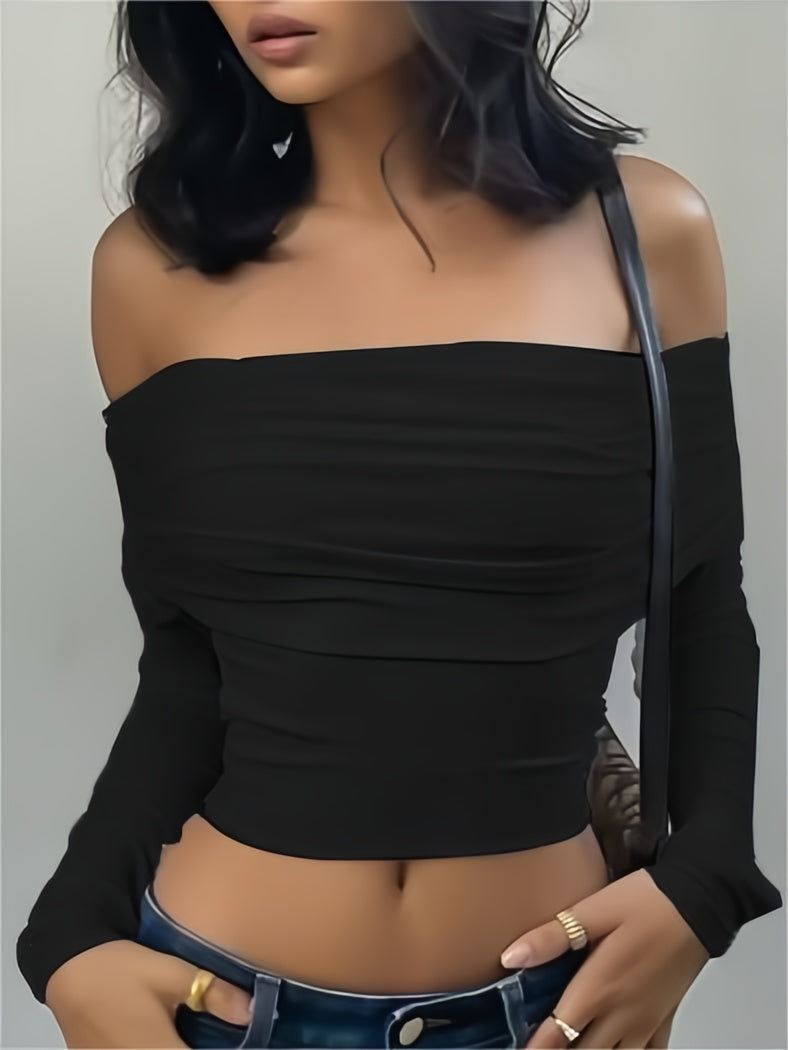 SLIM FIT OFF-THE-SHOULDER LONG SLEEVE TOP