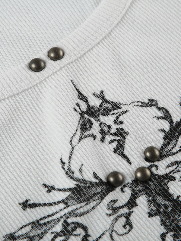 SLIM FIT SLEEVELESS WHITE TANK TOP WITH CROSS DESIGN