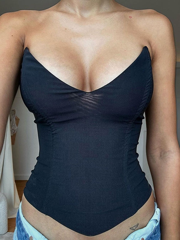 SLIM FIT STRAPLESS BODYSUIT - SLIM FIT SLEEVELESS DESIGN