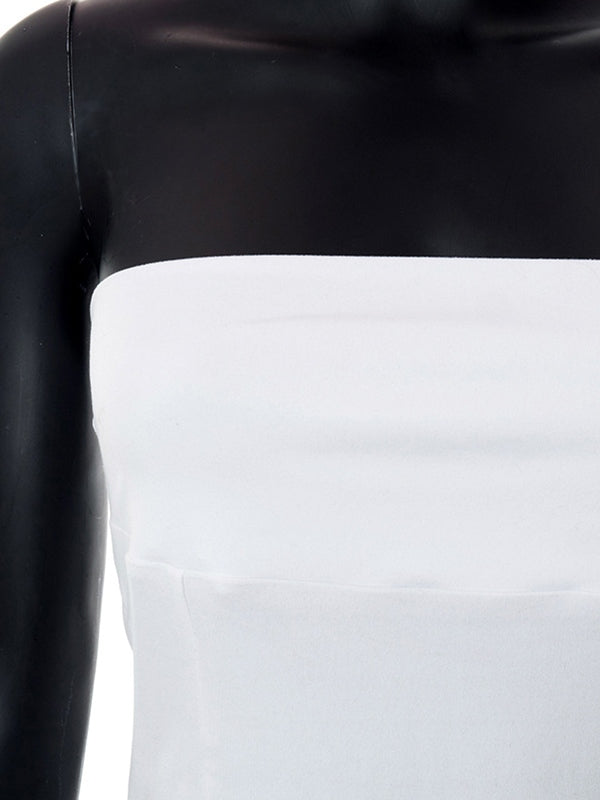 SLIM FIT STRAPLESS TUBE TOP WITH BLACK MINI SKIRT SET