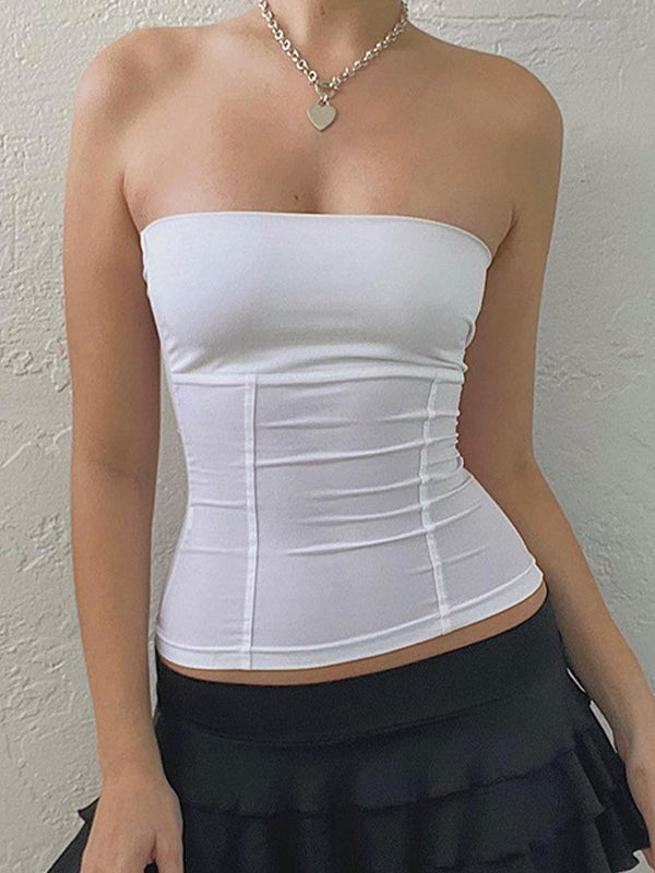 SLIM FIT STRAPLESS TUBE TOP WITH BLACK MINI SKIRT SET