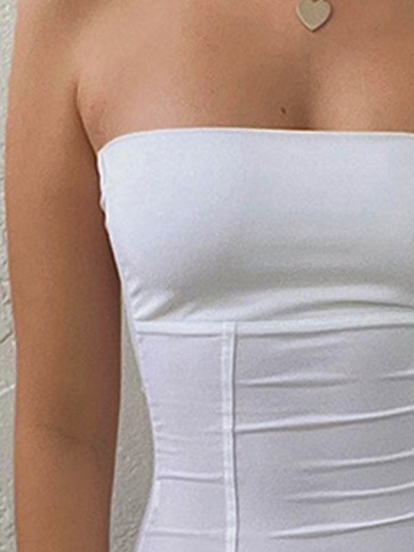SLIM FIT STRAPLESS TUBE TOP WITH BLACK MINI SKIRT SET