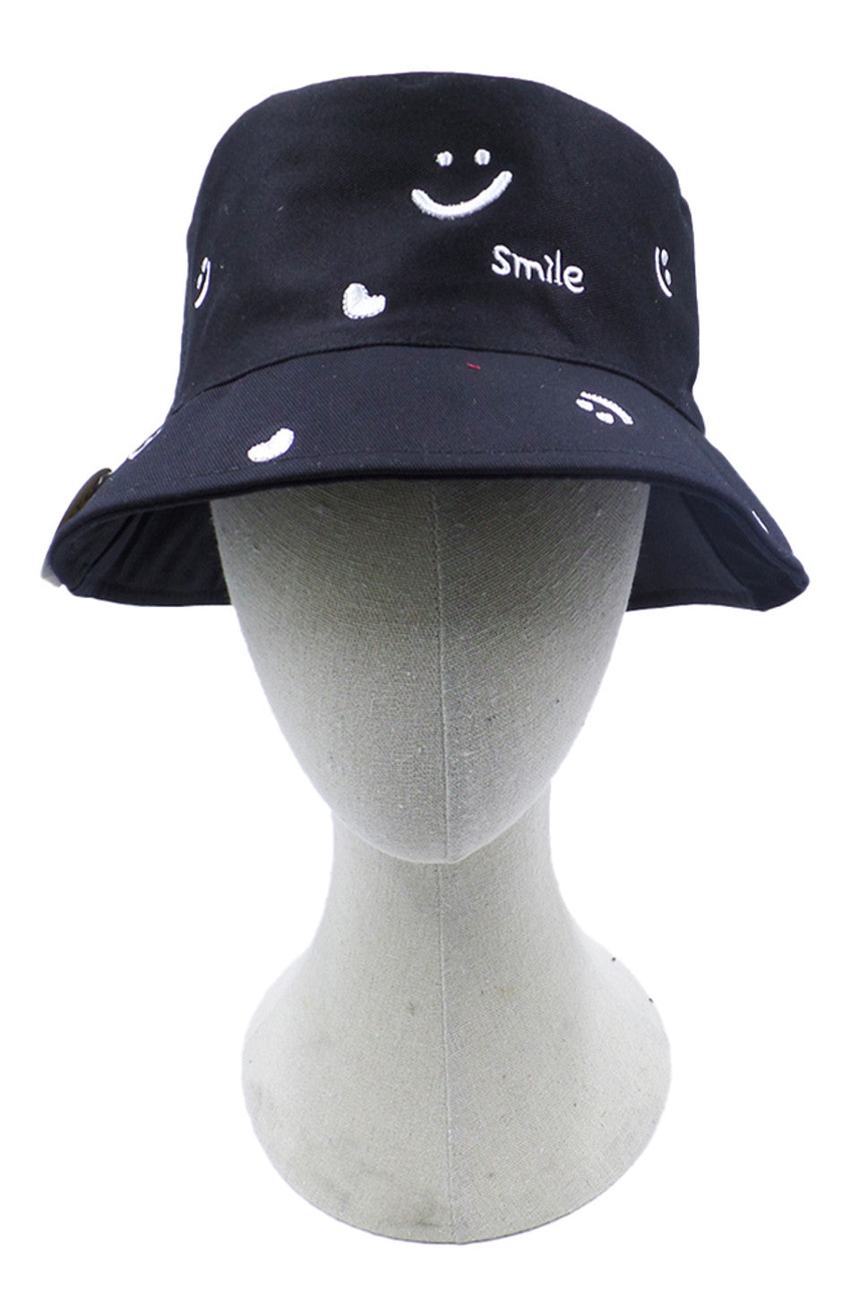 Smile and Heart Pattern Bucket Hat