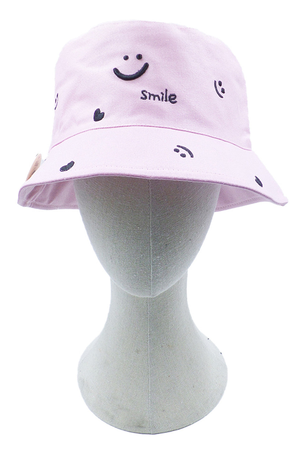 Smile and Heart Pattern Bucket Hat