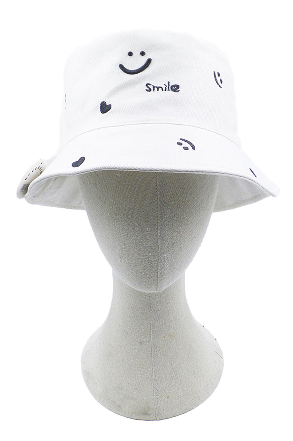 Smile and Heart Pattern Bucket Hat