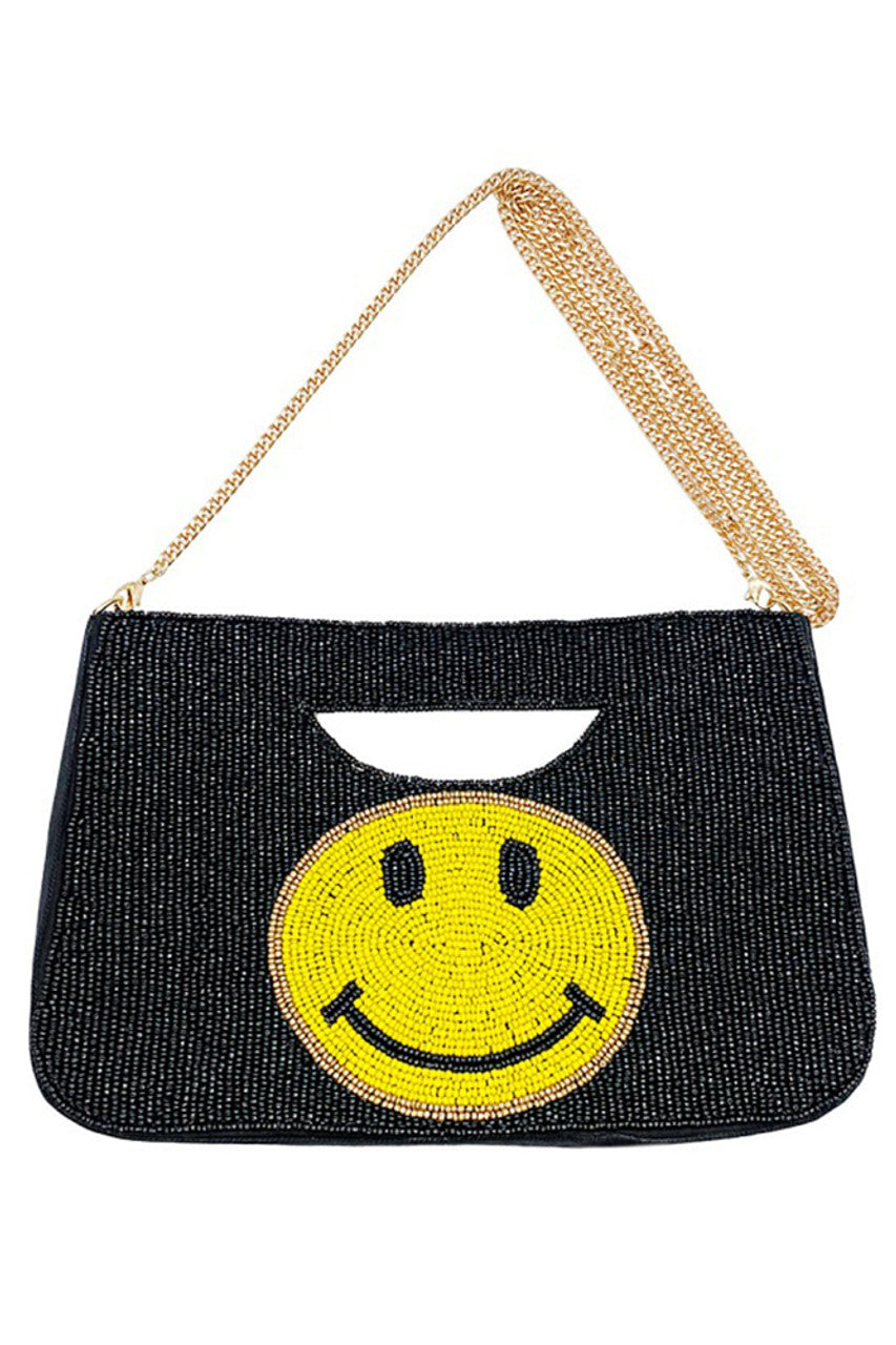 Smile Face Glass Beads Clutch