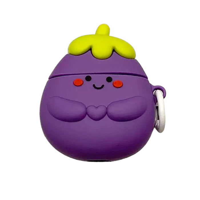 SMILING EGGPLANT AIRPODS CASE WITH MANGOSTEEN CHARM