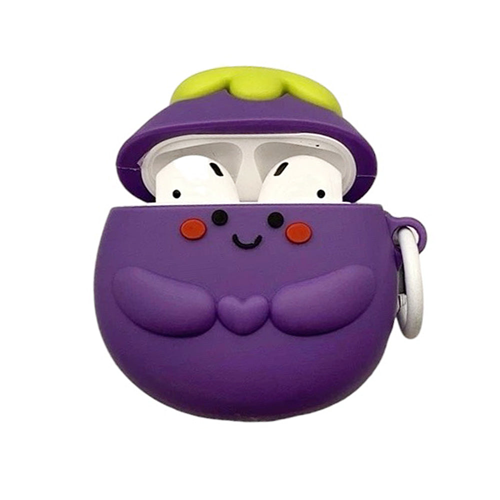 SMILING EGGPLANT AIRPODS CASE WITH MANGOSTEEN CHARM