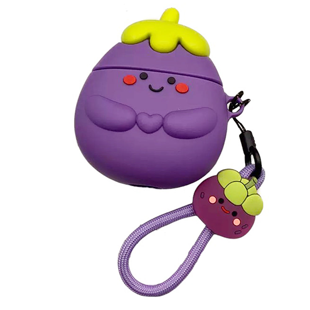 SMILING EGGPLANT AIRPODS CASE WITH MANGOSTEEN CHARM