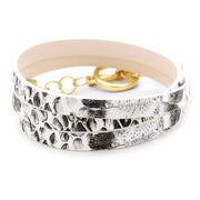 Snake Pattern Faux Leather Wrap Toggle Bracelet