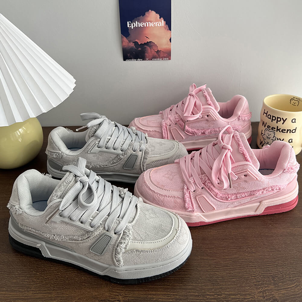 SNEAKERS SERENE PASTEL PINK SOFT GIRL CANVAS SHOES