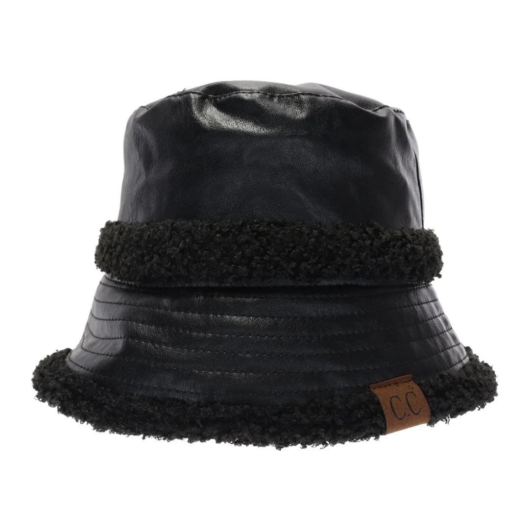 Soft Faux Leather Shearling C.C Bucket Hat
