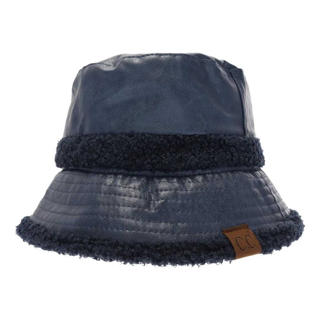 Soft Faux Leather Shearling C.C Bucket Hat