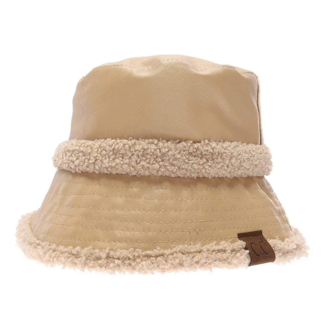 Soft Faux Leather Shearling C.C Bucket Hat