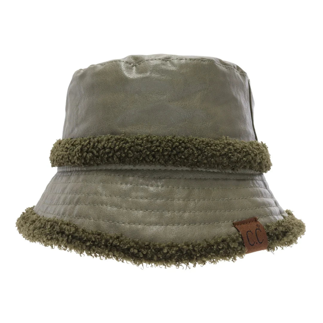 Soft Faux Leather Shearling C.C Bucket Hat