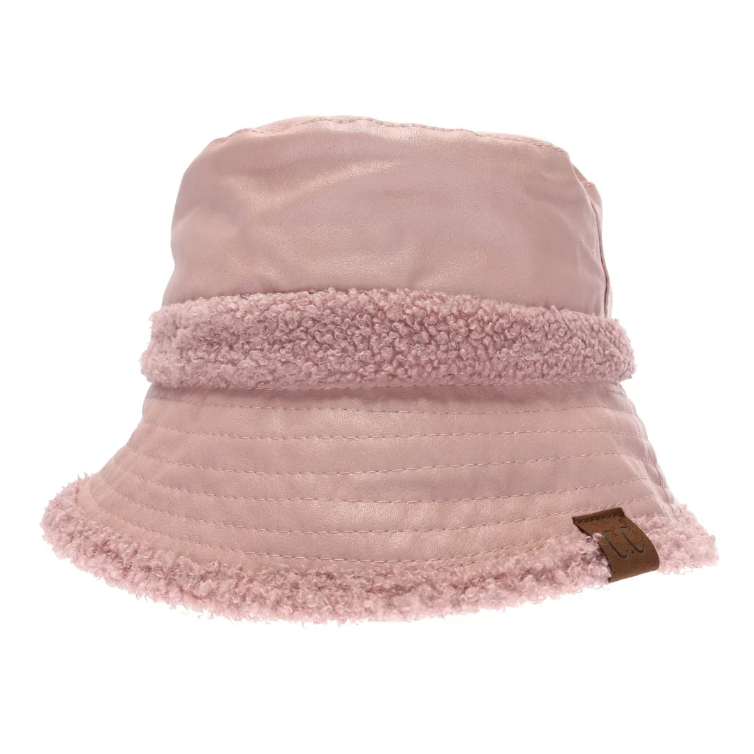 Soft Faux Leather Shearling C.C Bucket Hat