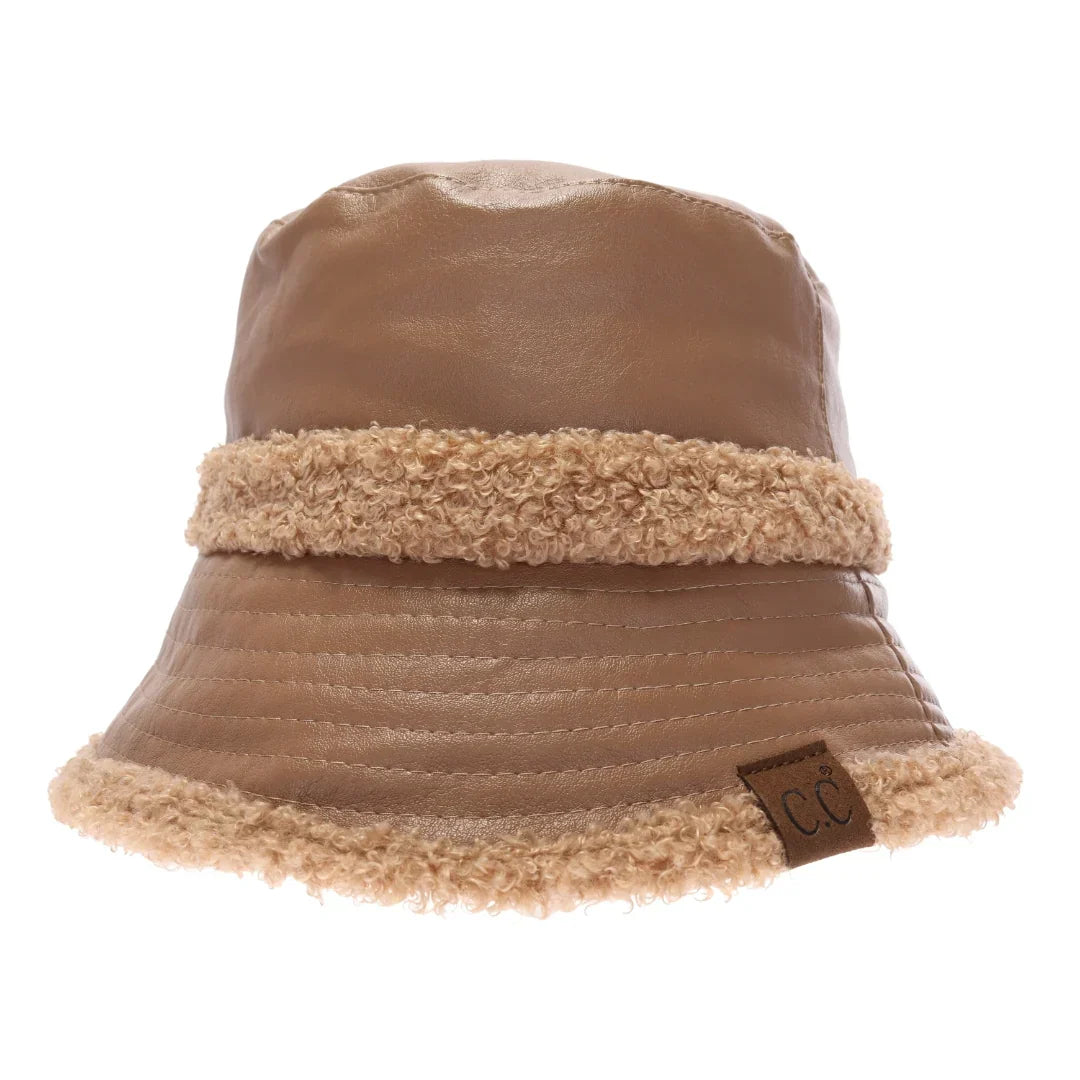 Soft Faux Leather Shearling C.C Bucket Hat